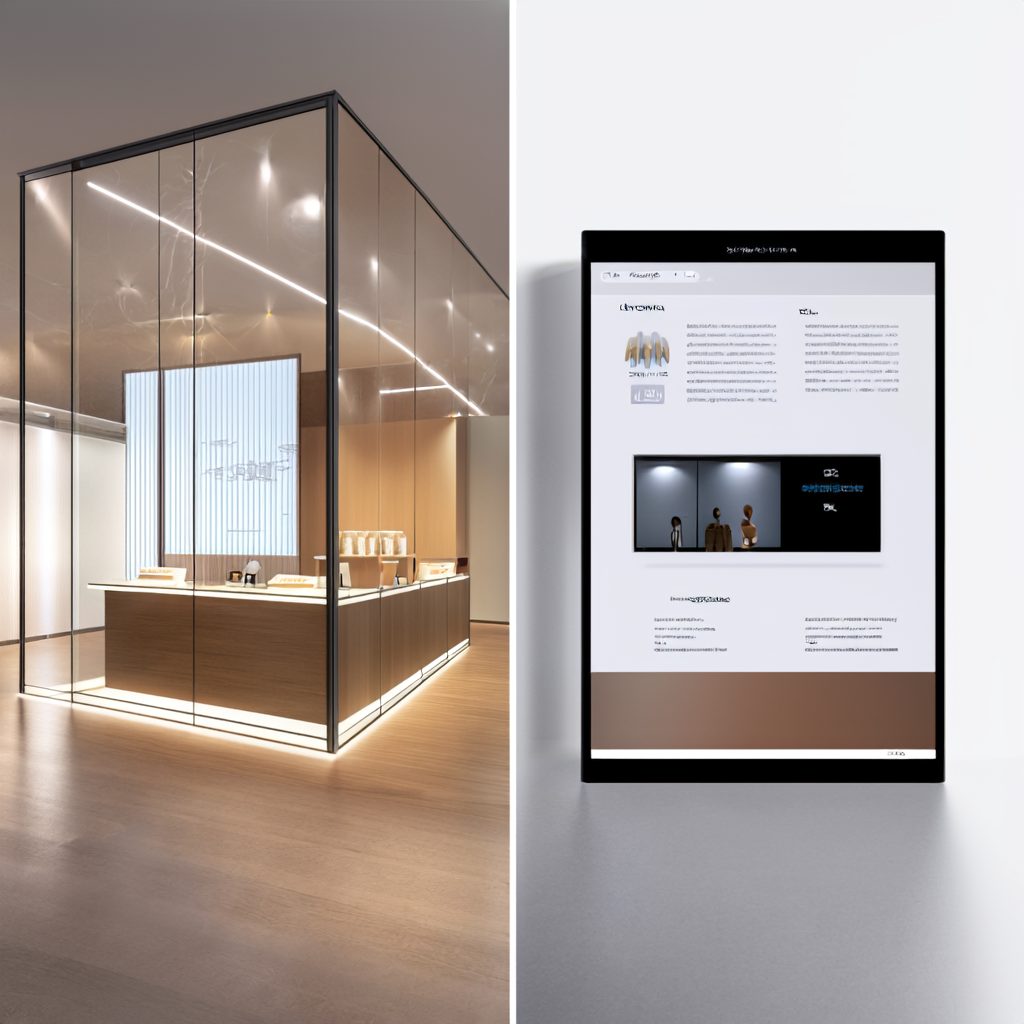 线上展厅-此方案-常见误区示意图：展示线上与线下展厅互补关系